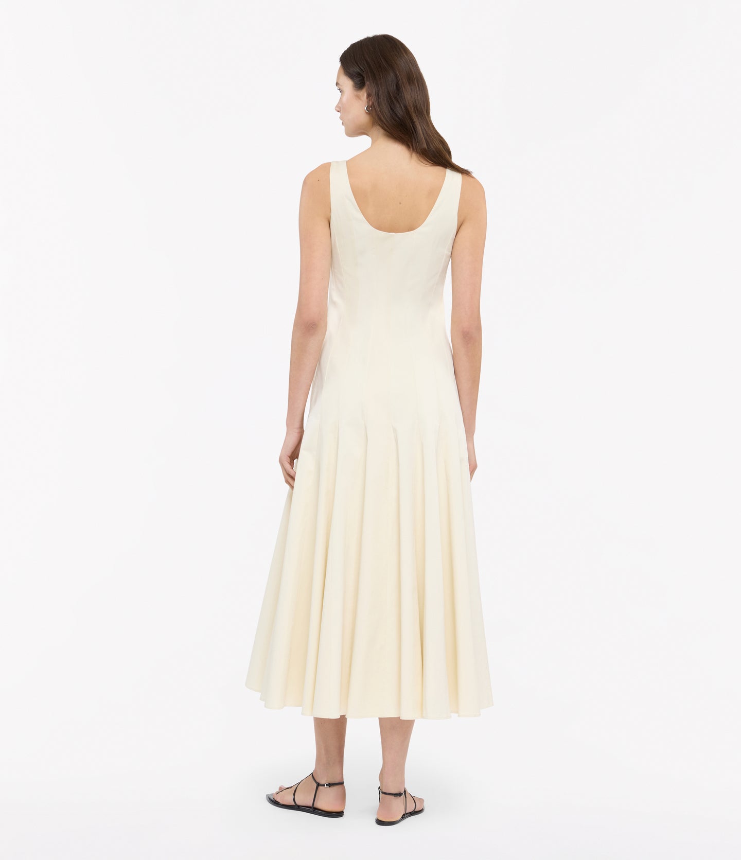Another Tomorrow Tank Flare Dress in Off White – Cotton Women's Dress