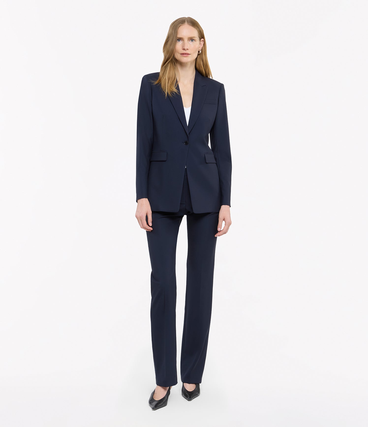 Another Tomorrow Women's Single Button Jacket - Blue - Size 38