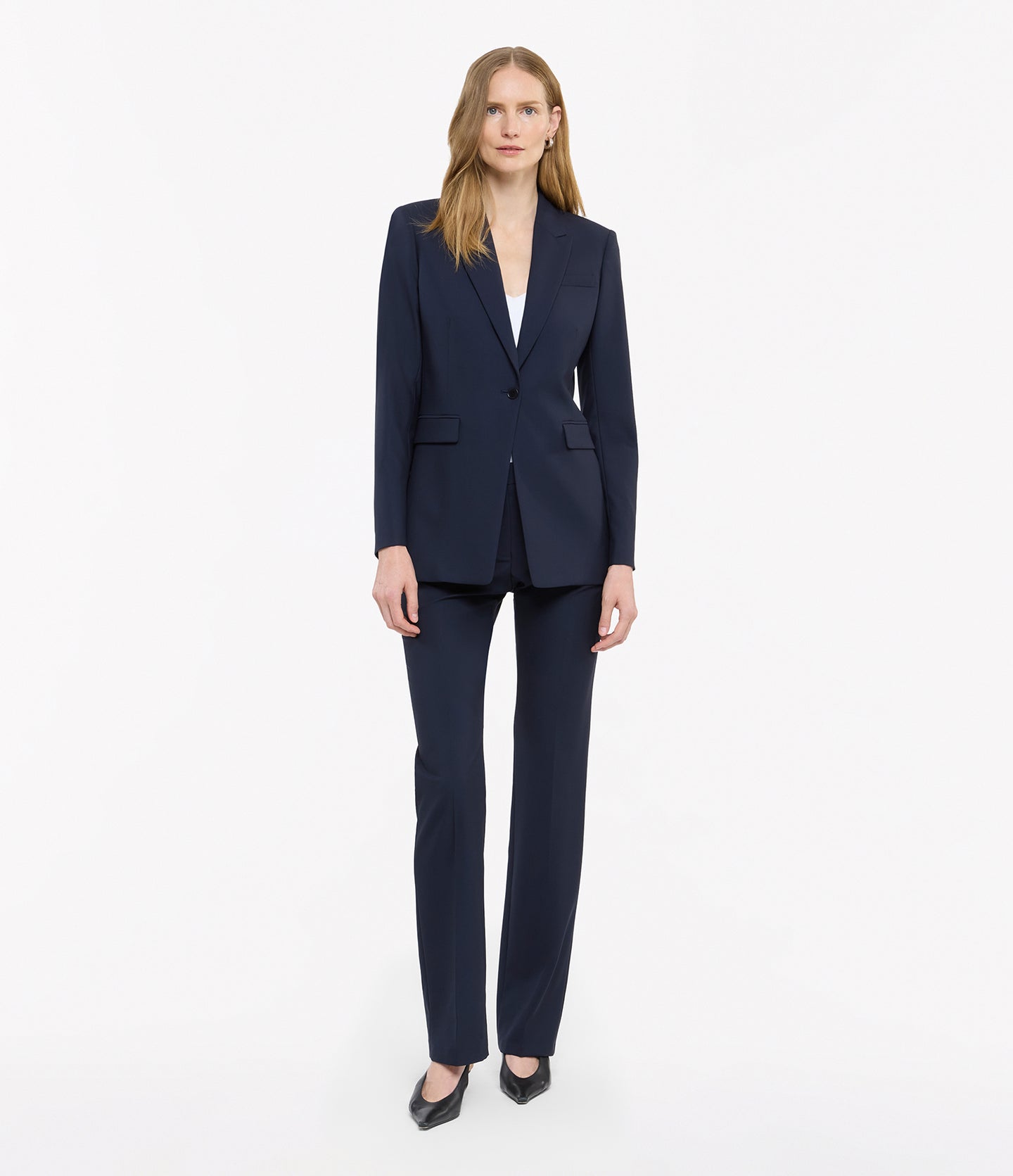 Another Tomorrow Single Button Jacket in Navy – Wool Women's Jacket