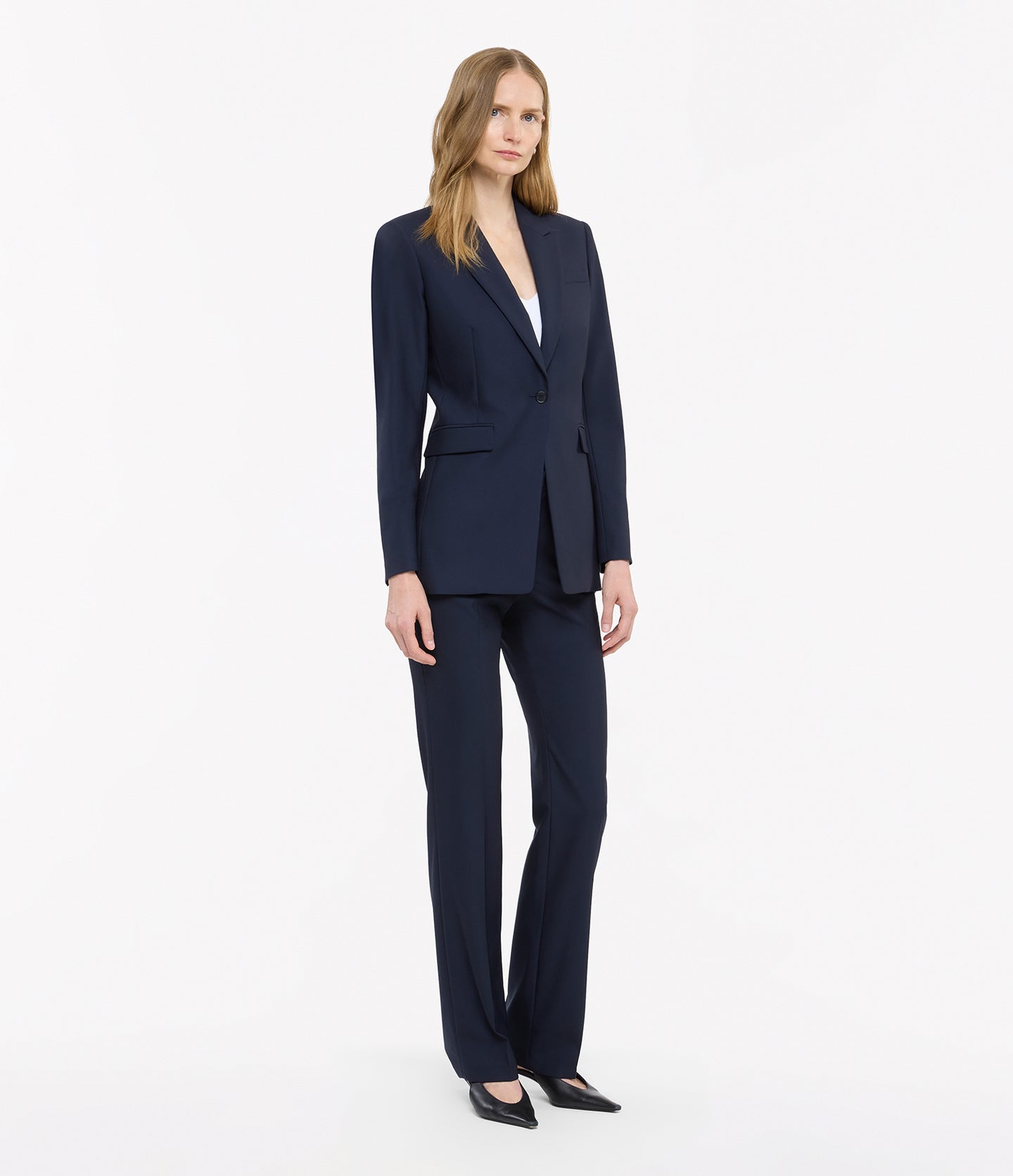 Another Tomorrow Single Button Jacket in Navy – Wool Women's Jacket