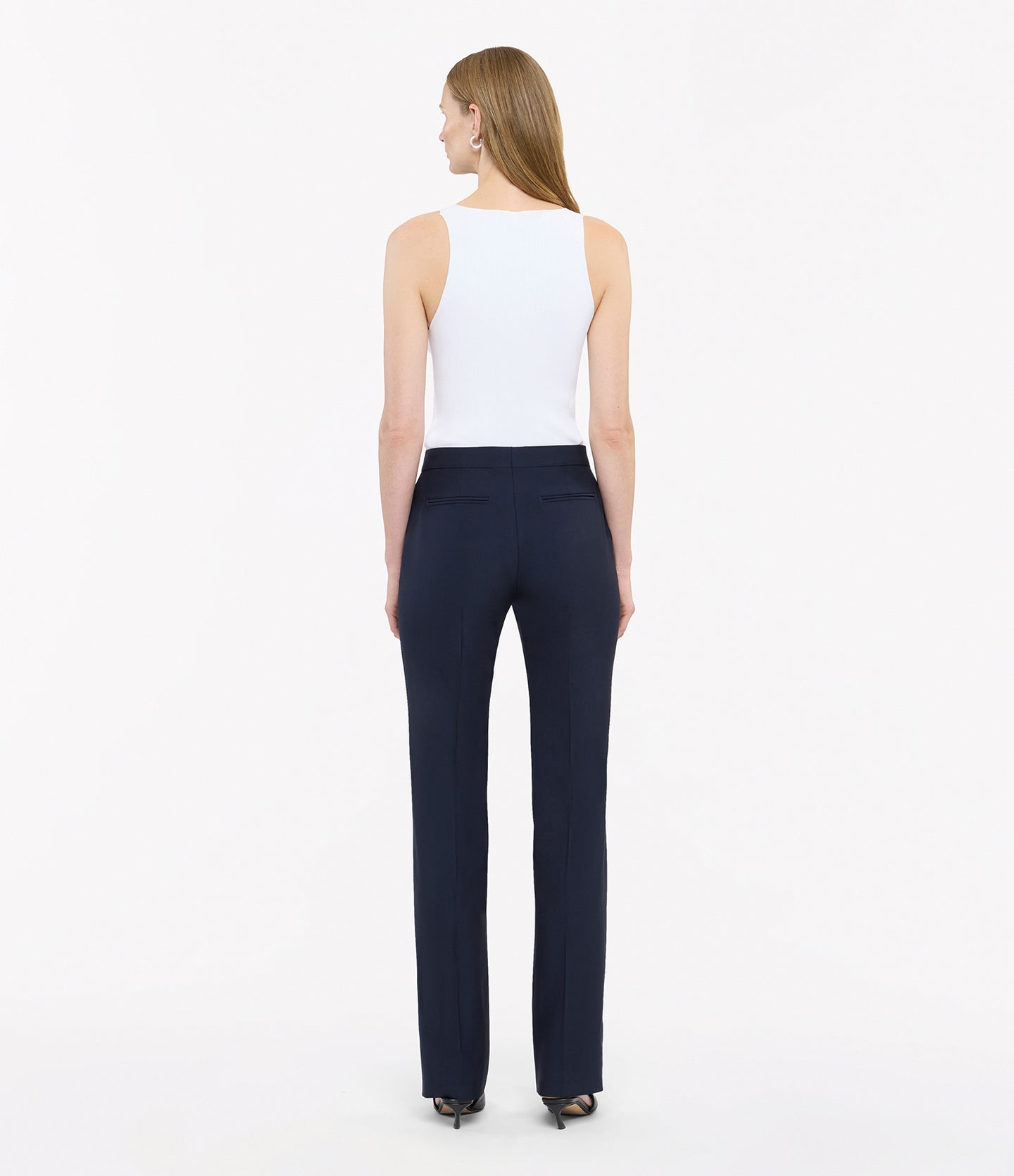 Another Tomorrow Classic Trouser in Navy – Wool Women's Trousers