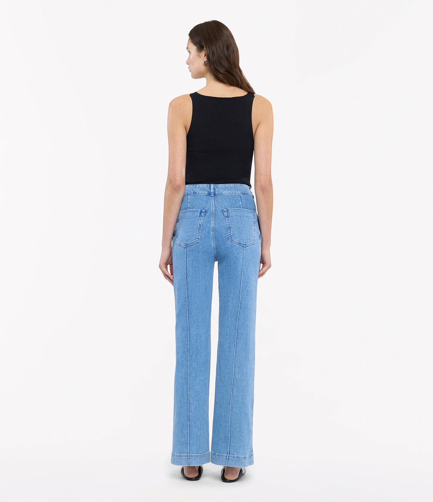 High Waisted Denim Trouser | Light Blue Wash in light blue wash