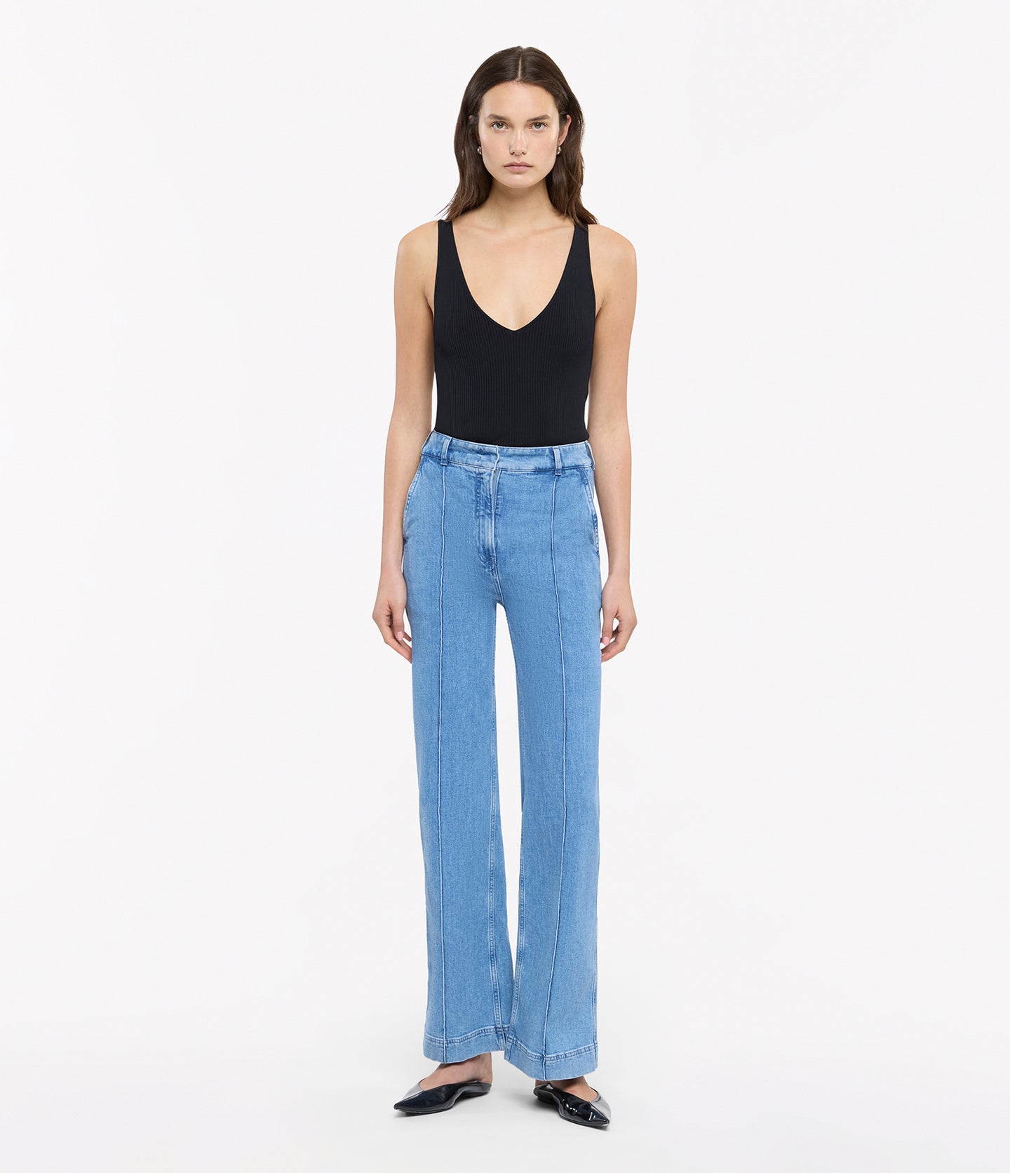 High Waisted Denim Trouser | Light Blue Wash in light blue wash