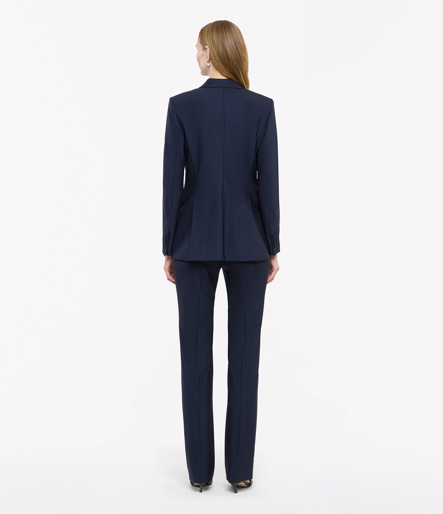 Another Tomorrow Double-Breasted Jacket in Navy – Wool Women's Jacket