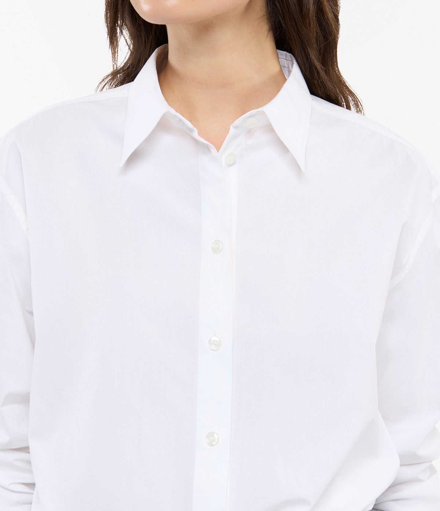 Another Tomorrow Oversized Men’s Shirt in White – Cotton Women's Top