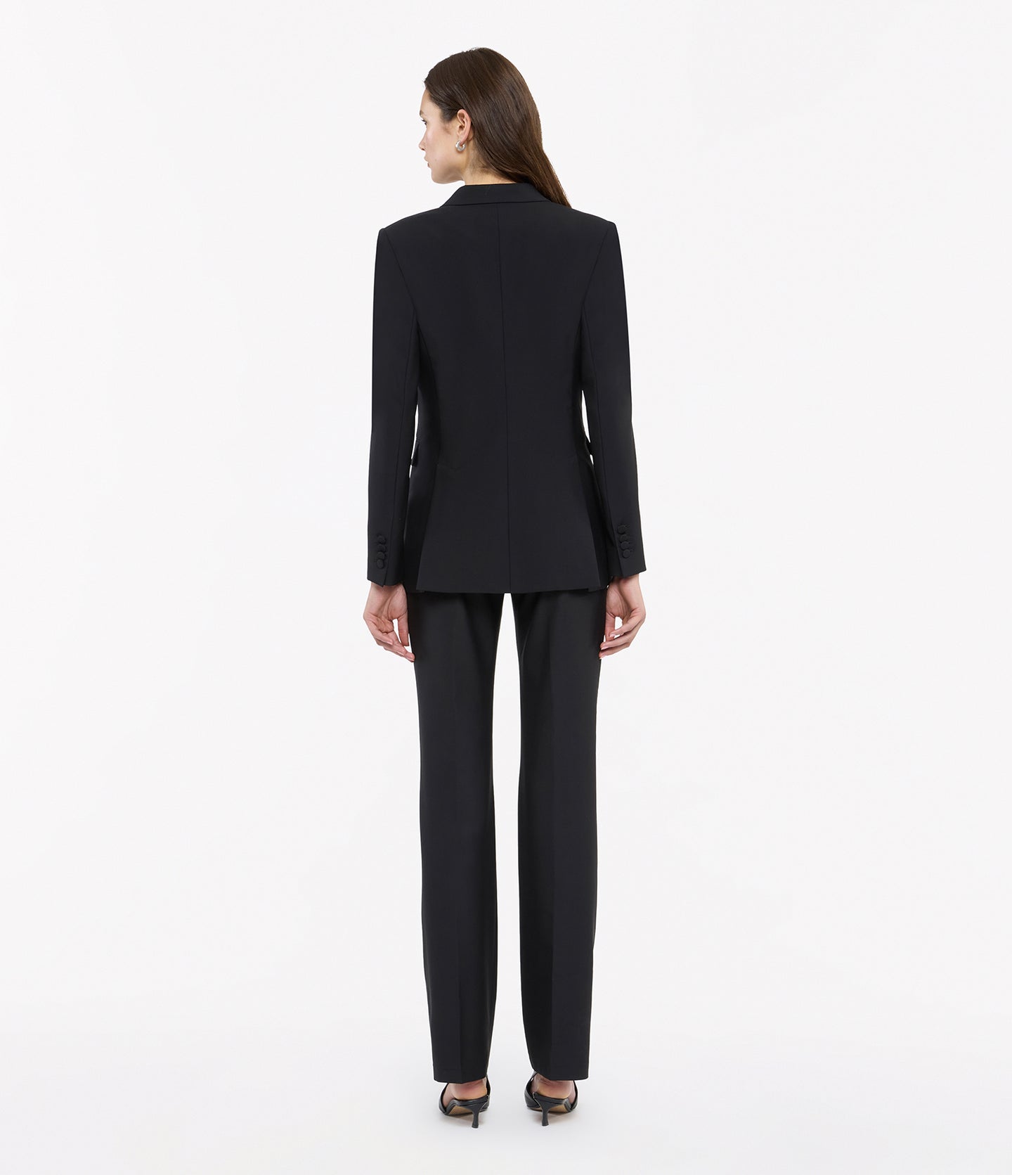 Another Tomorrow Double-Breasted Jacket in Black – Wool Women's Jacket