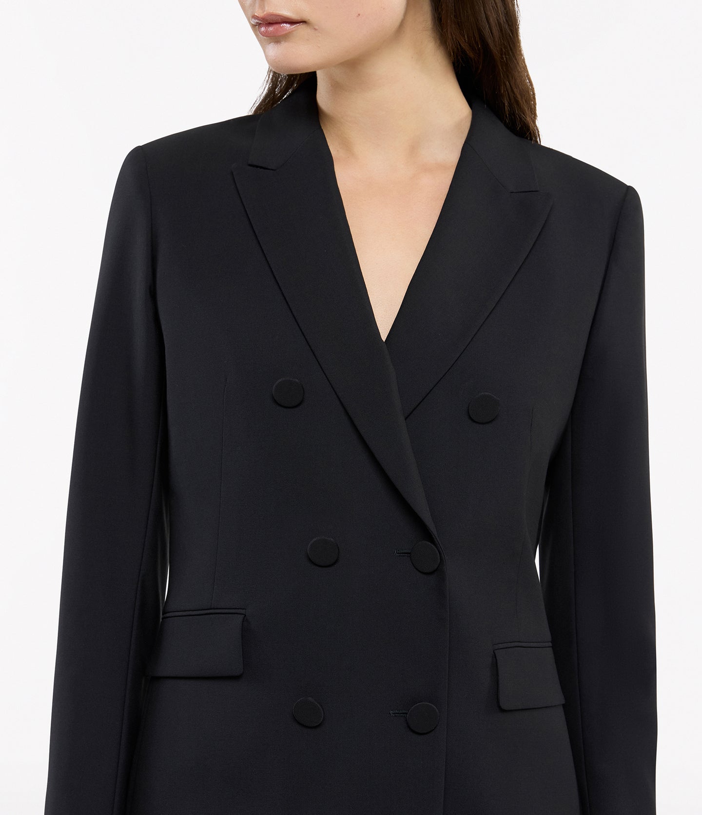Another Tomorrow Double-Breasted Jacket in Black – Wool Women's Jacket