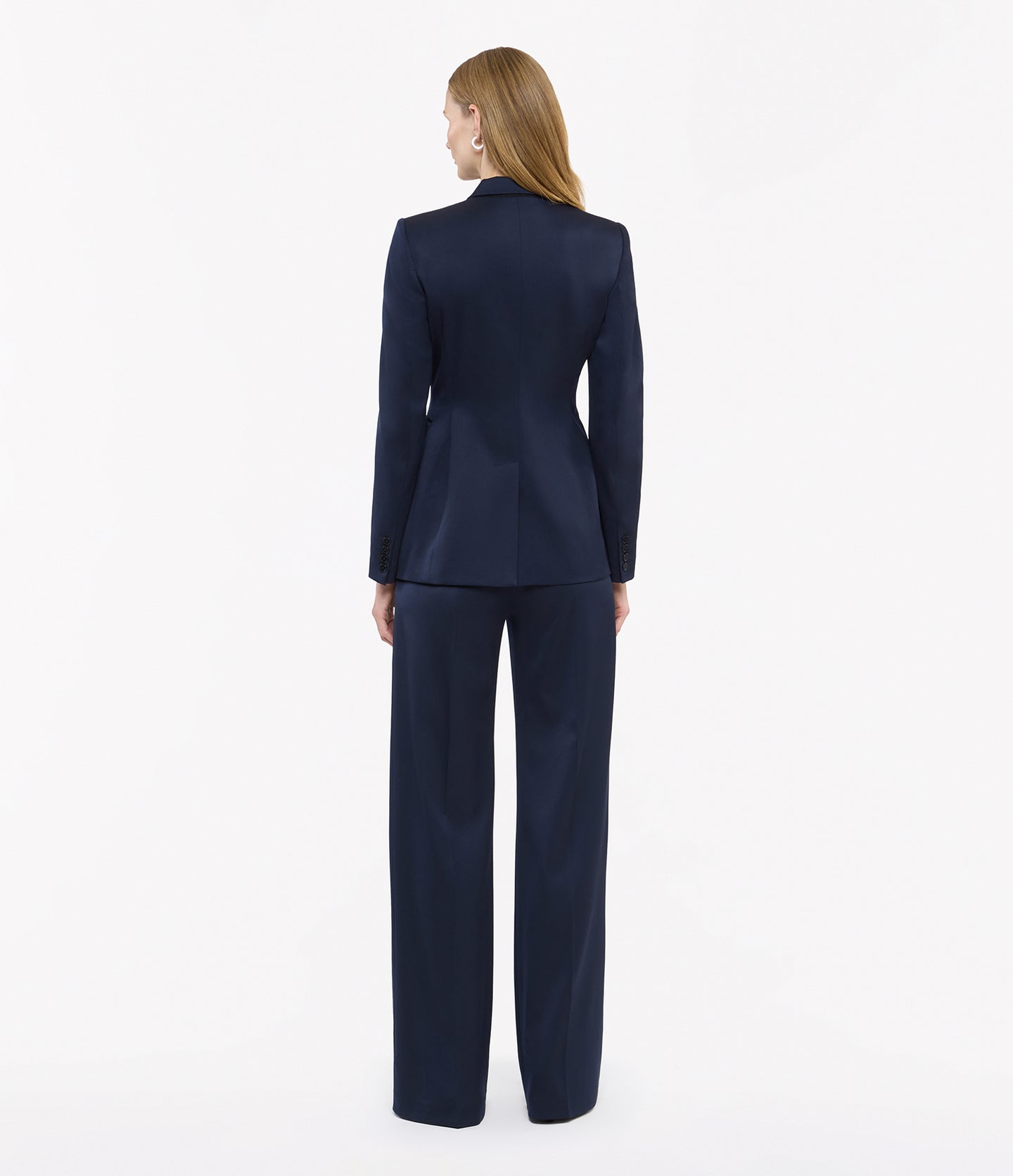 Another Tomorrow Seamed Waist Jacket in Navy – Wool Women's Jacket