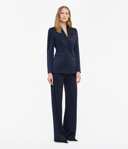 Another Tomorrow Seamed Waist Jacket in Navy – Wool Women's Jacket