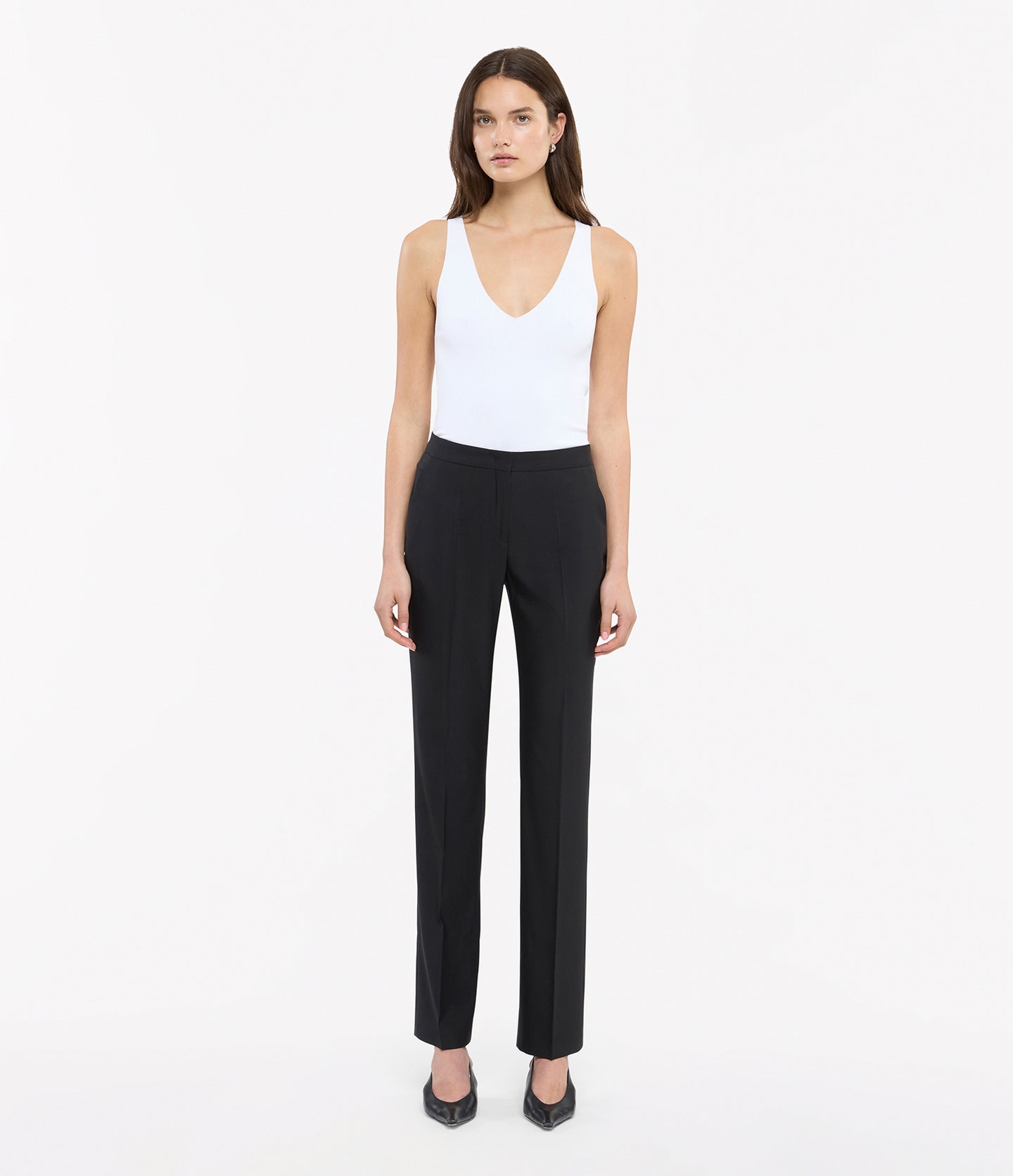 Another Tomorrow Classic Trouser in Black – Wool Women's Trousers