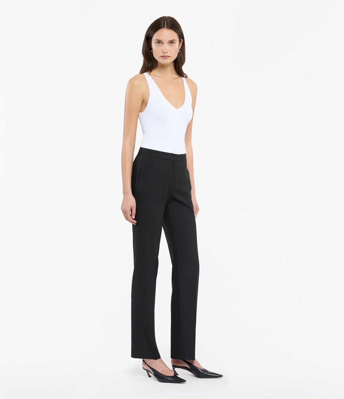 Another Tomorrow Classic Trouser in Black – Wool Women's Trousers