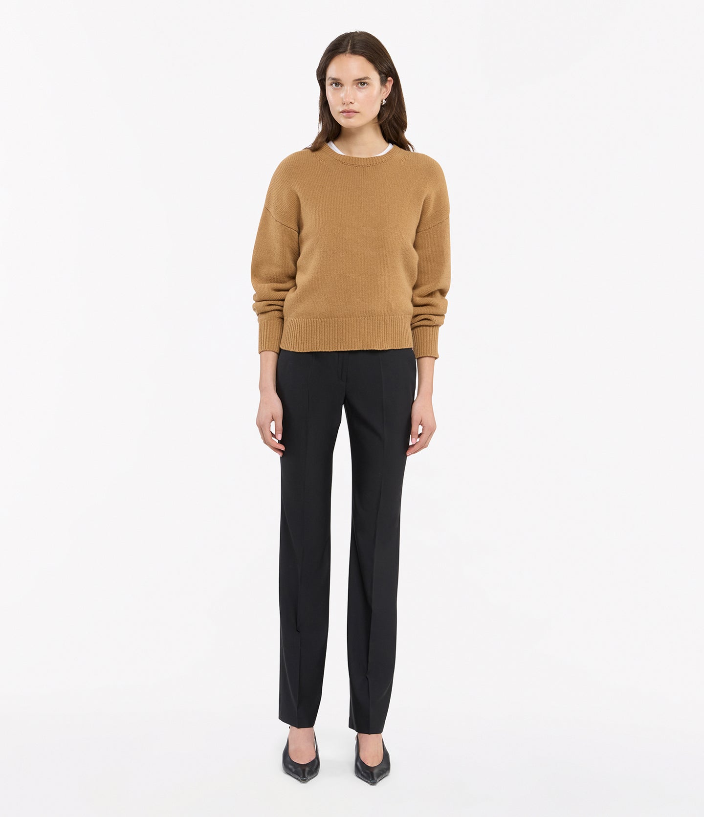 Another Tomorrow Cashmere Knit Sweatshirt in Camel – Cashmere Women's Knitwear