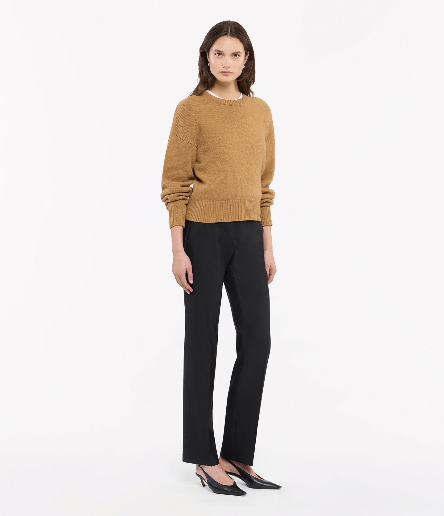 Another Tomorrow Cashmere Knit Sweatshirt in Camel – Cashmere Women's Knitwear