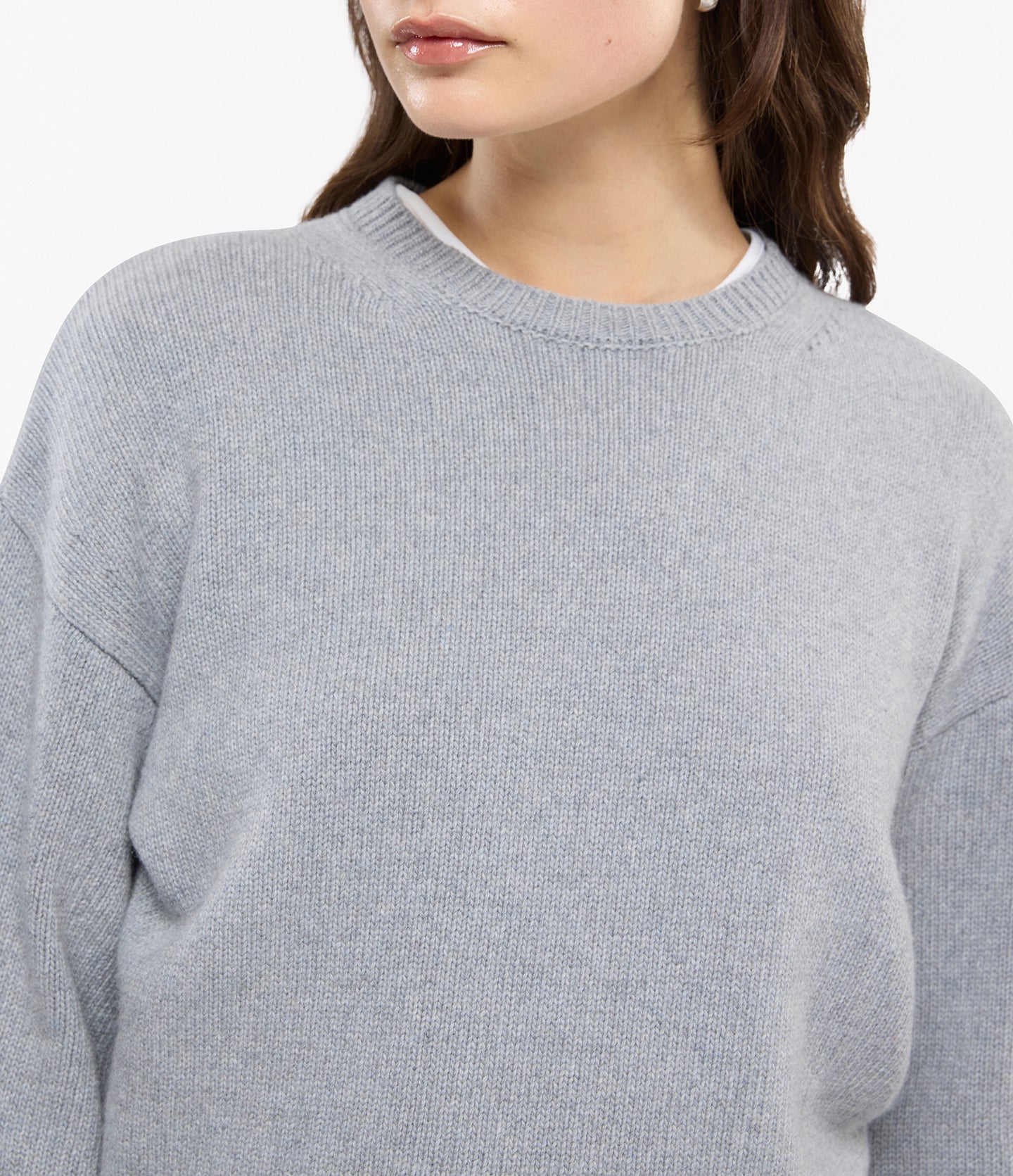 Another Tomorrow Cashmere Knit Sweatshirt in Heather Grey – Cashmere Women's Knitwear