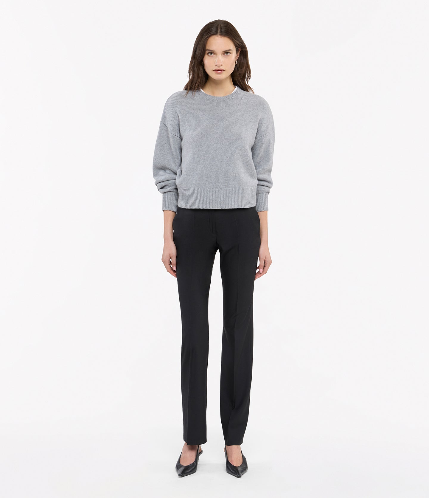 Another Tomorrow Cashmere Knit Sweatshirt in Heather Grey – Cashmere Women's Knitwear