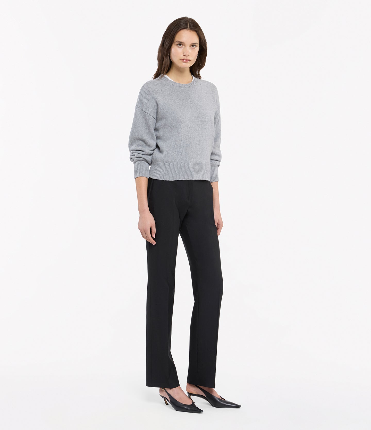 Another Tomorrow Cashmere Knit Sweatshirt in Heather Grey – Cashmere Women's Knitwear