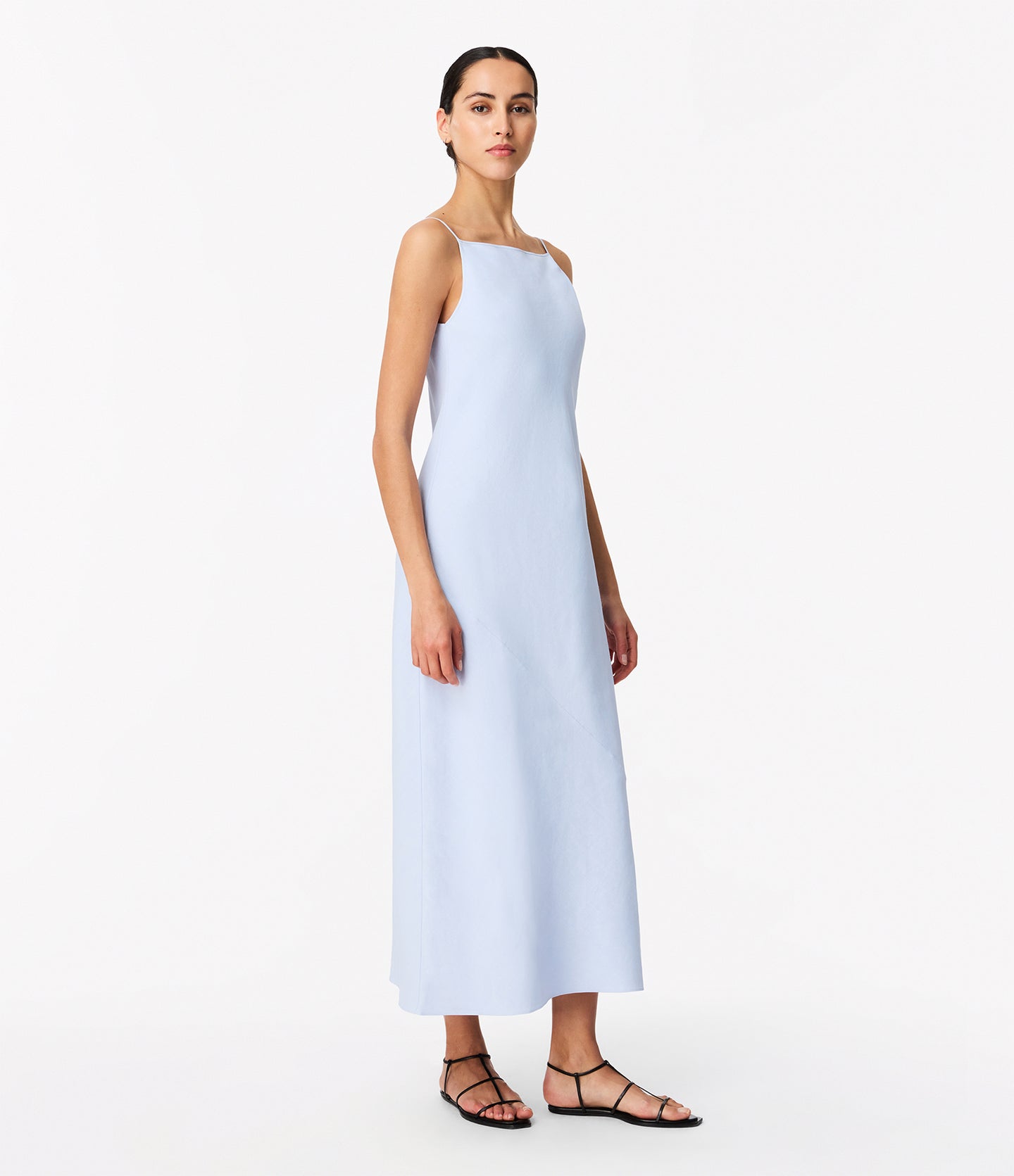 Another Tomorrow Square Neck Slip Dress in French Blue – Viscose Women's Dress