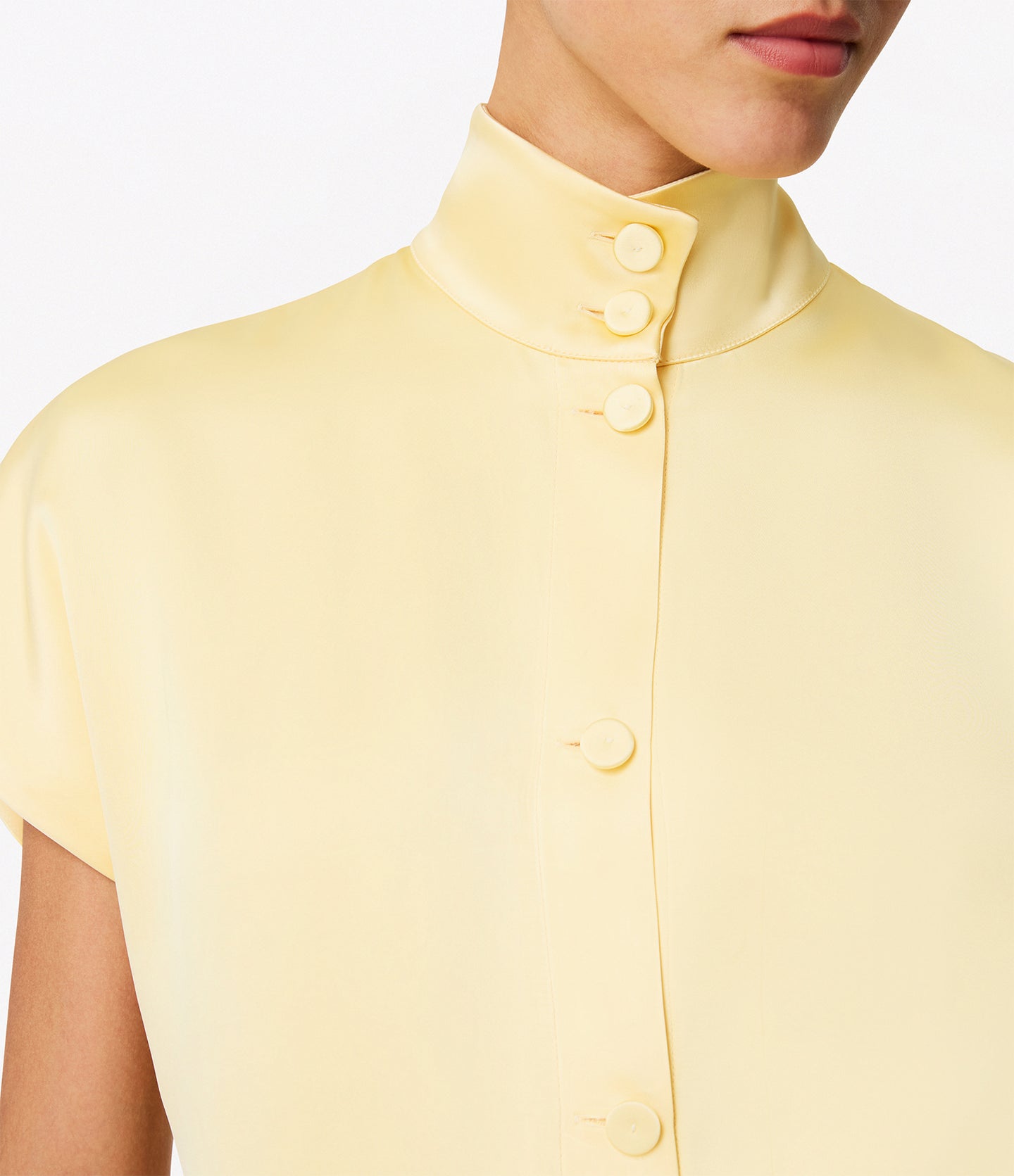 Mock Neck Buttoned Top | Daffodil in daffodil