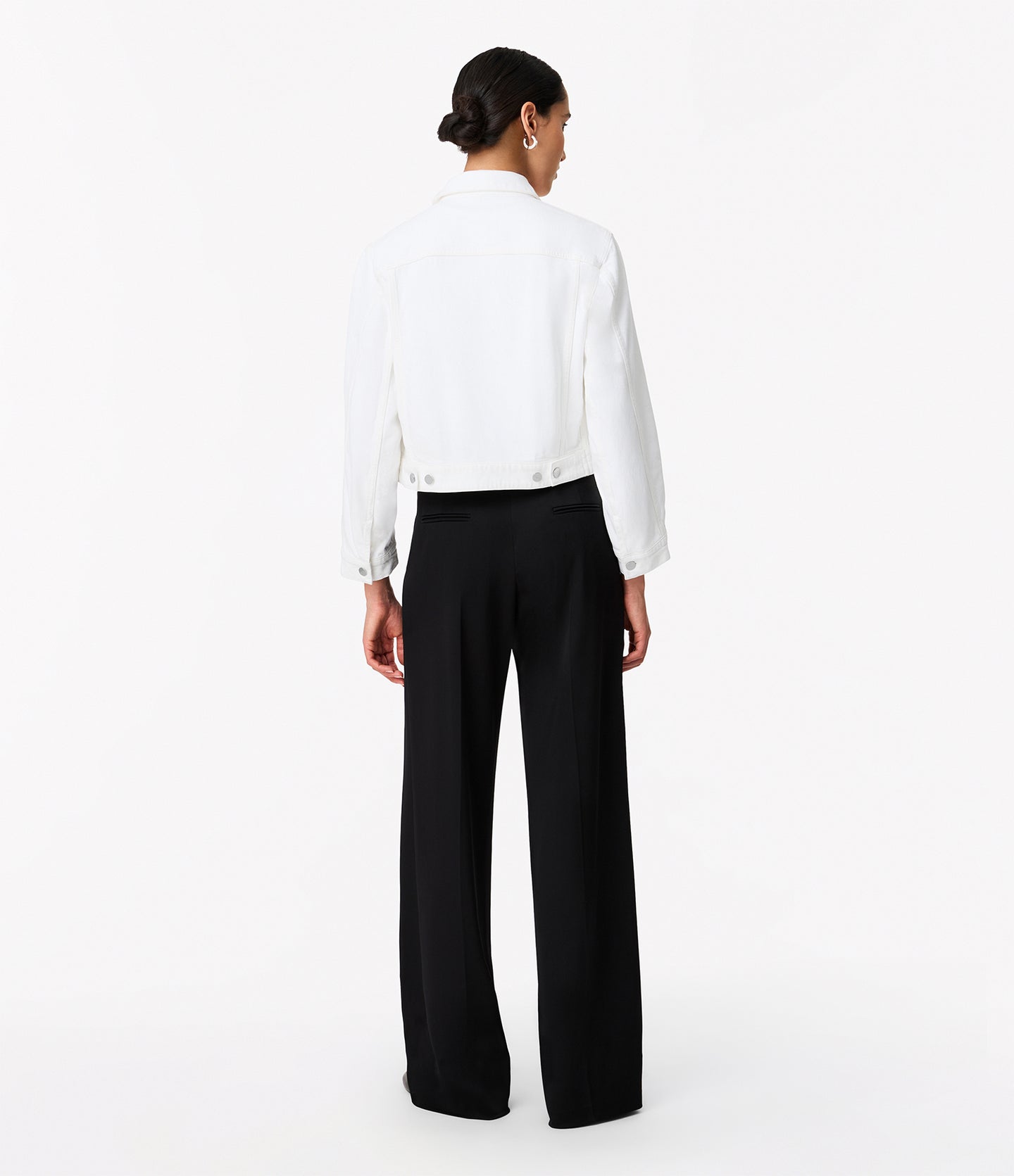Another Tomorrow Cropped Denim Jacket in White – Denim Women's Jacket