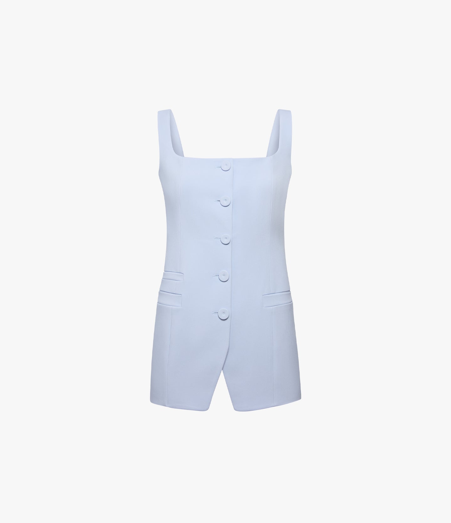Another Tomorrow Square Neck Buttoned Top in French Blue – Viscose Women's Top