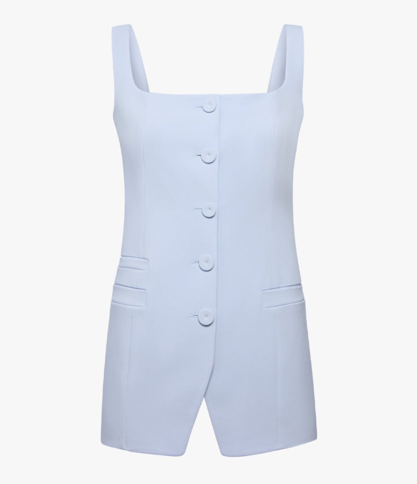 Another Tomorrow Square Neck Buttoned Top in French Blue – Viscose Women's Top
