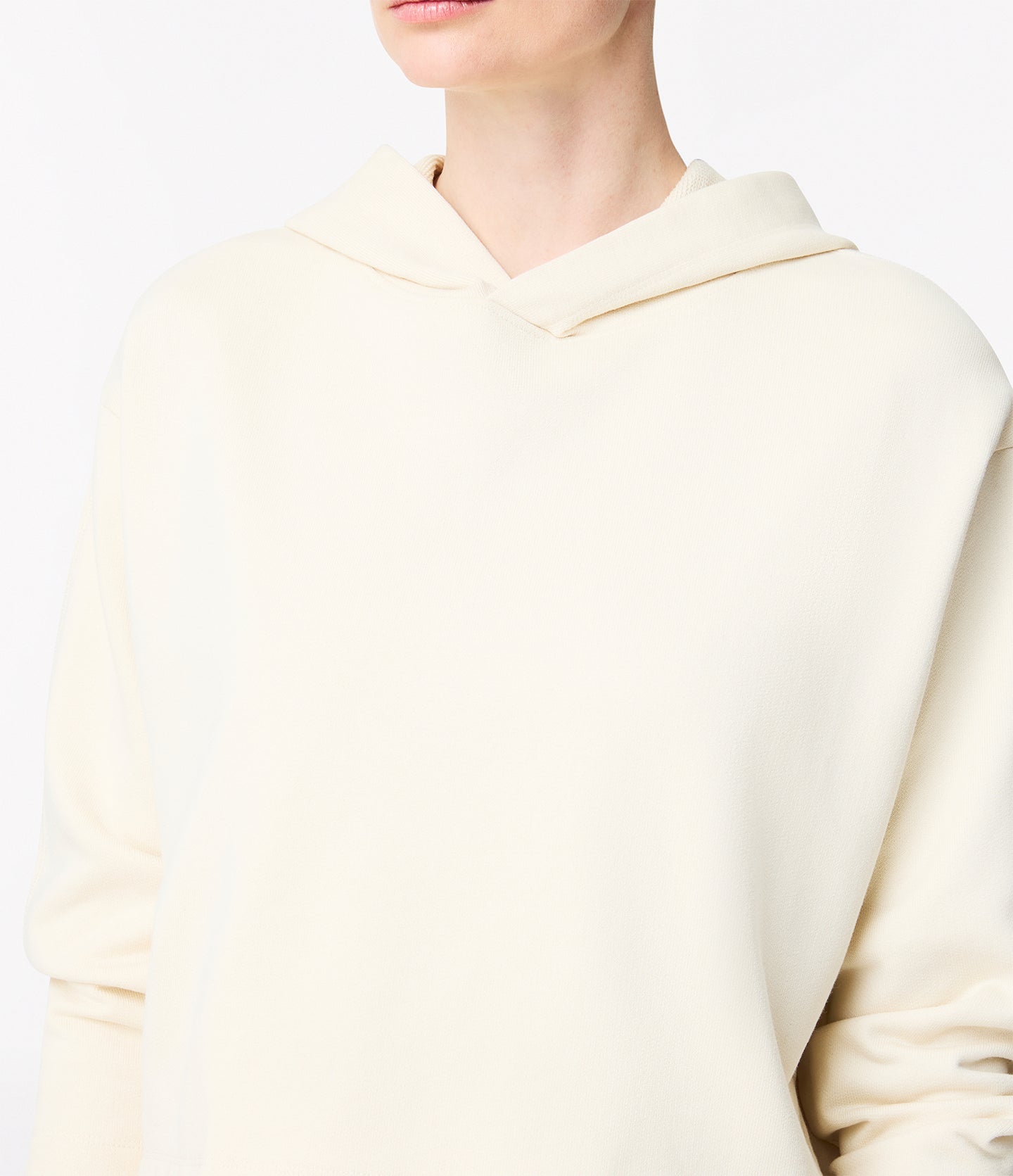 Another Tomorrow Cropped Hoodie in Parchment – Cotton Women's Top