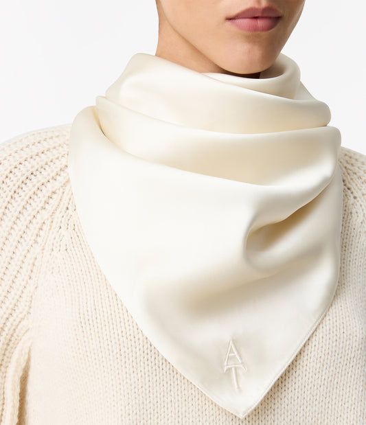 Another Tomorrow Satin Bandana in Cream – Satin