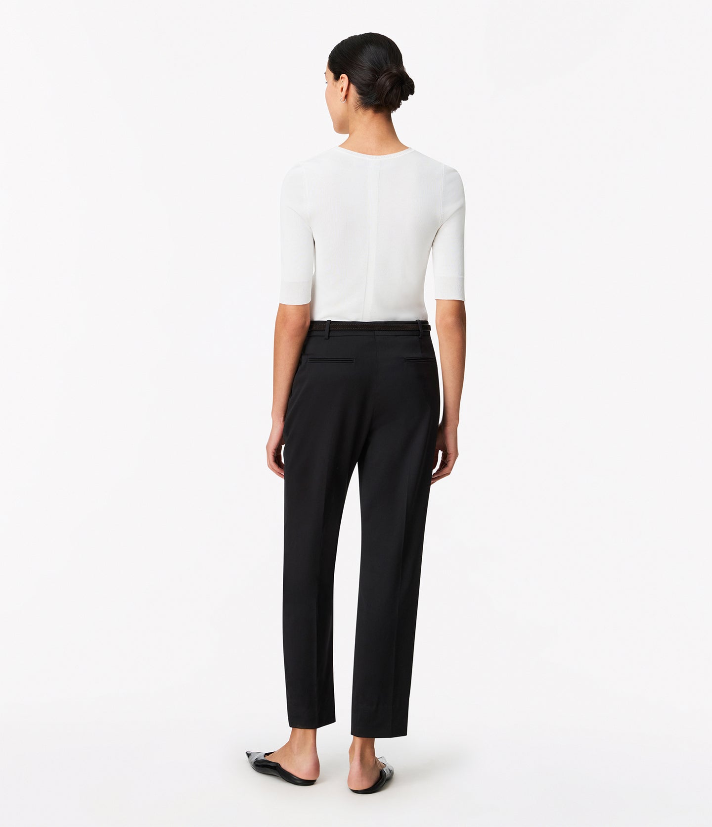 Another Tomorrow Peg Trouser in Black – Wool Women's Trousers