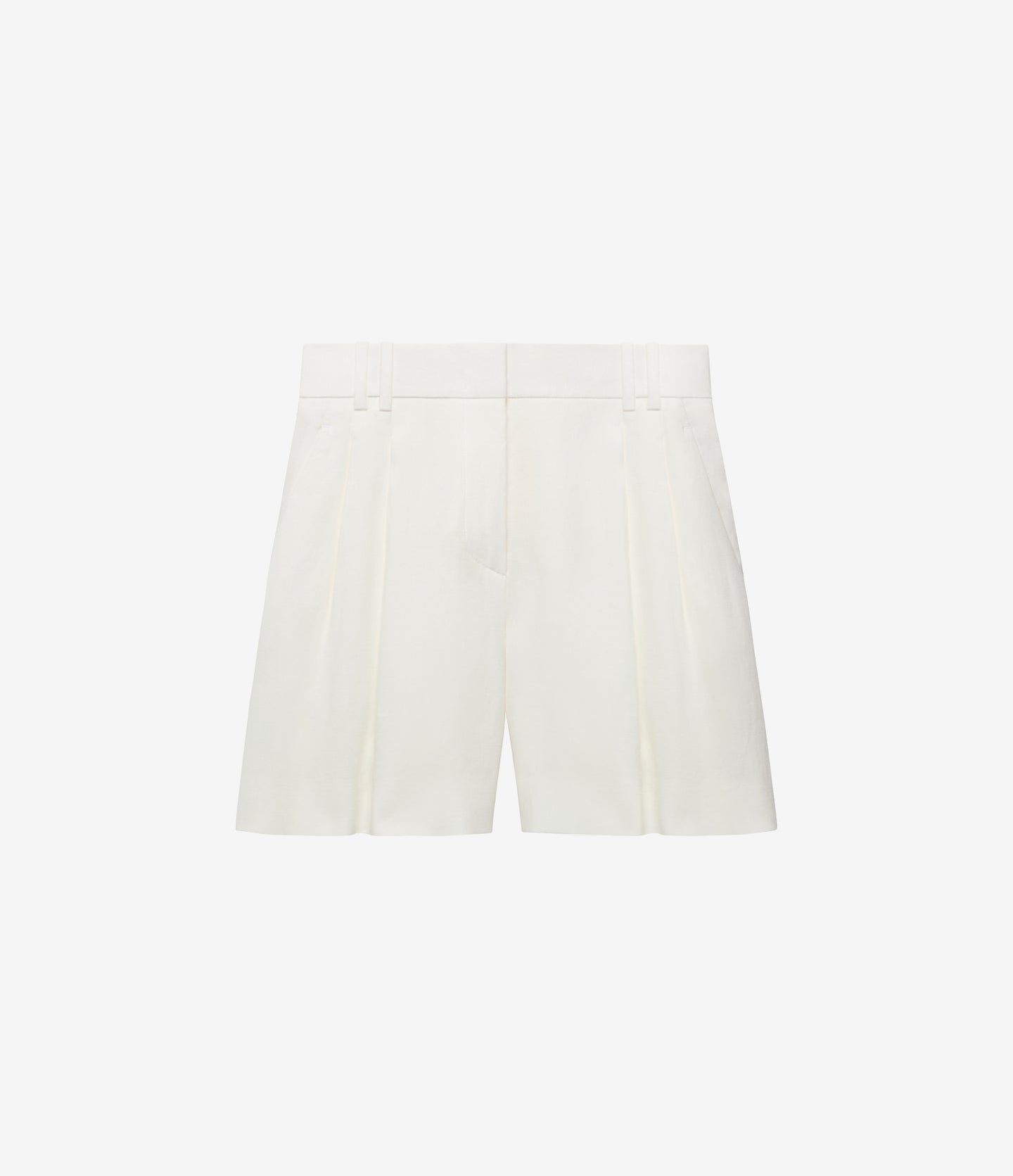 Another Tomorrow Pleated Shorts in White – Linen Women's Trousers