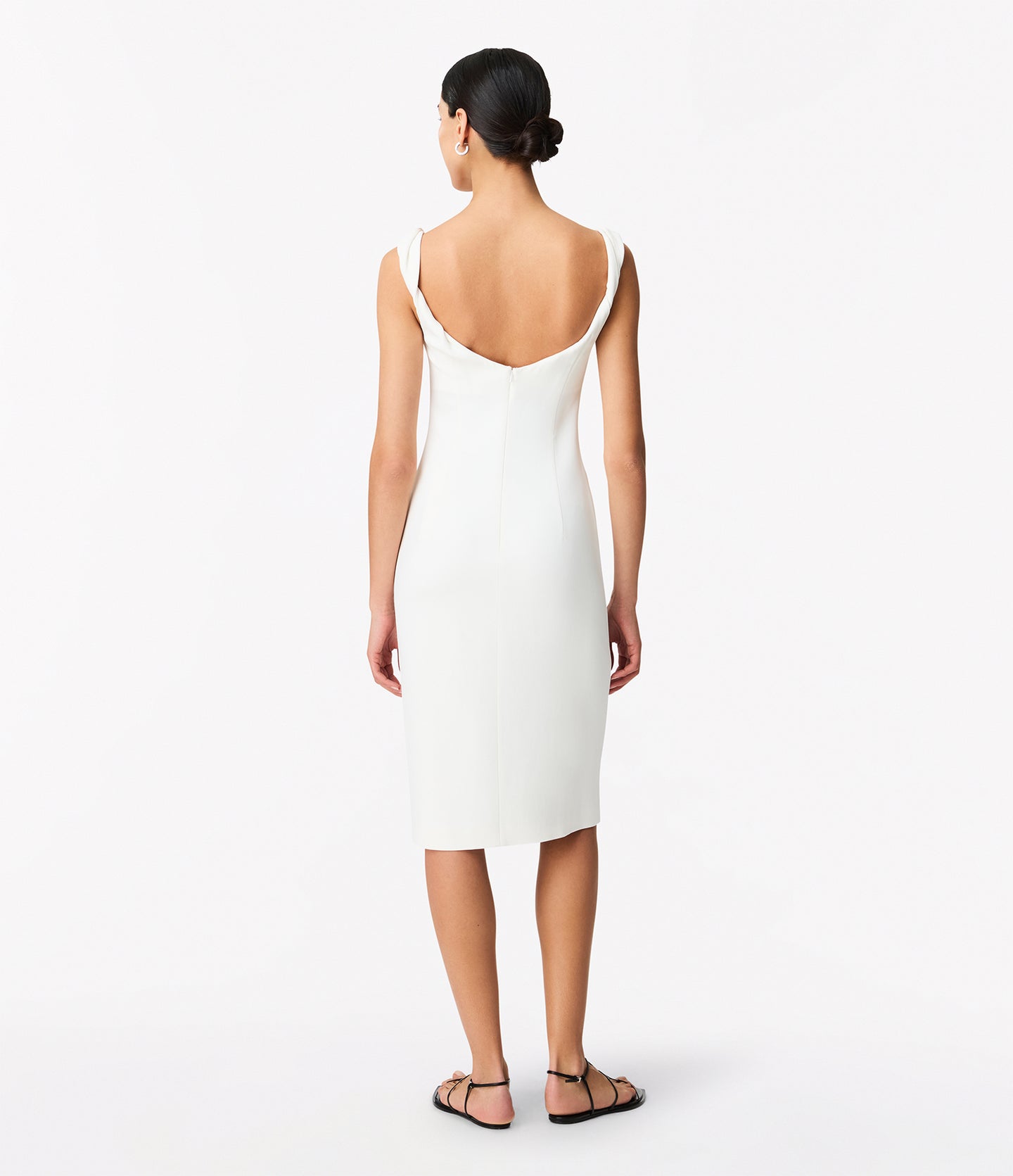 Twist Bias Dress | Off White in off white