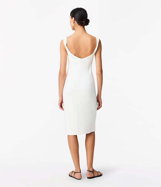 Another Tomorrow Twist Bias Dress in Off White – Crêpe Women's Dress