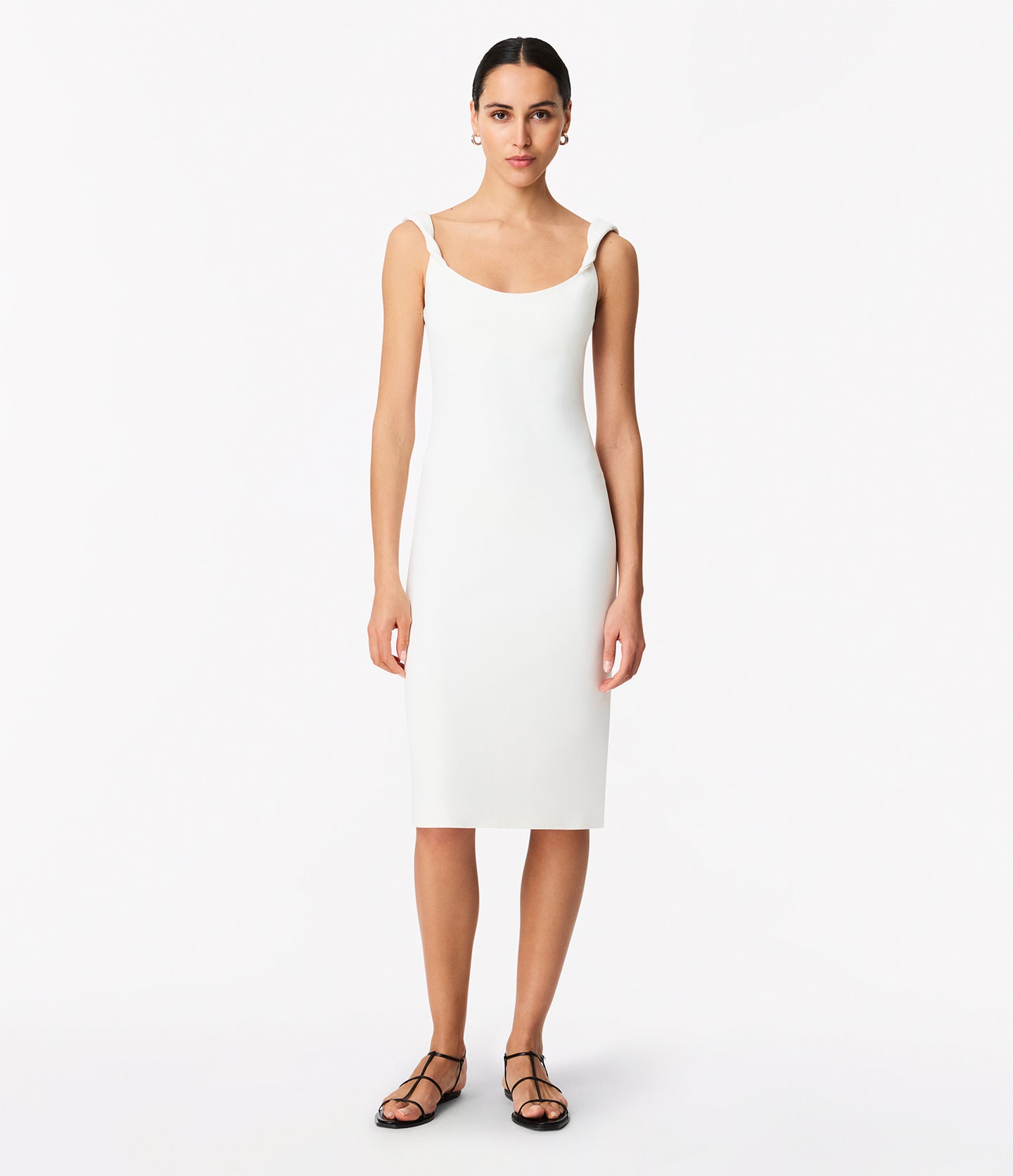 Twist Bias Dress | Off White in off white