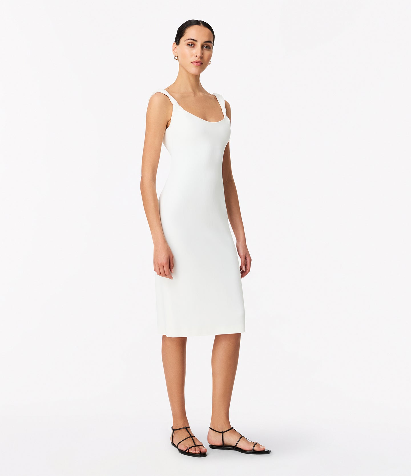 Twist Bias Dress | Off White in off white