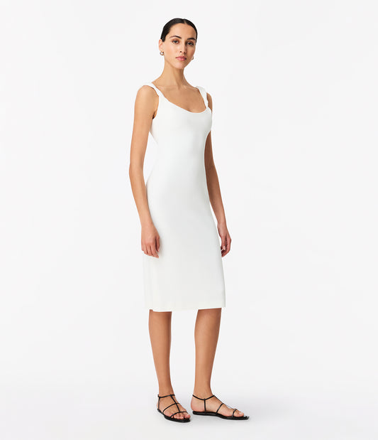 Another Tomorrow Twist Bias Dress in Off White – Crêpe Women's Dress