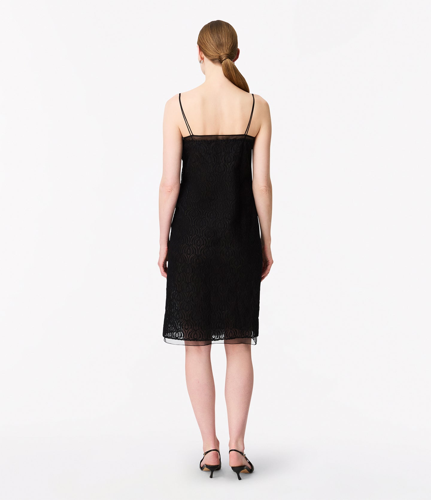 Another Tomorrow Silk Embroidered Dress in Black – Silk Women's Dress