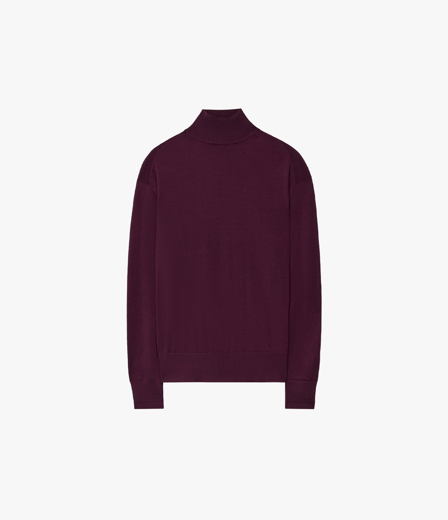 Another Tomorrow Featherweight Turtleneck in Plum – Wool Women's Knitwear