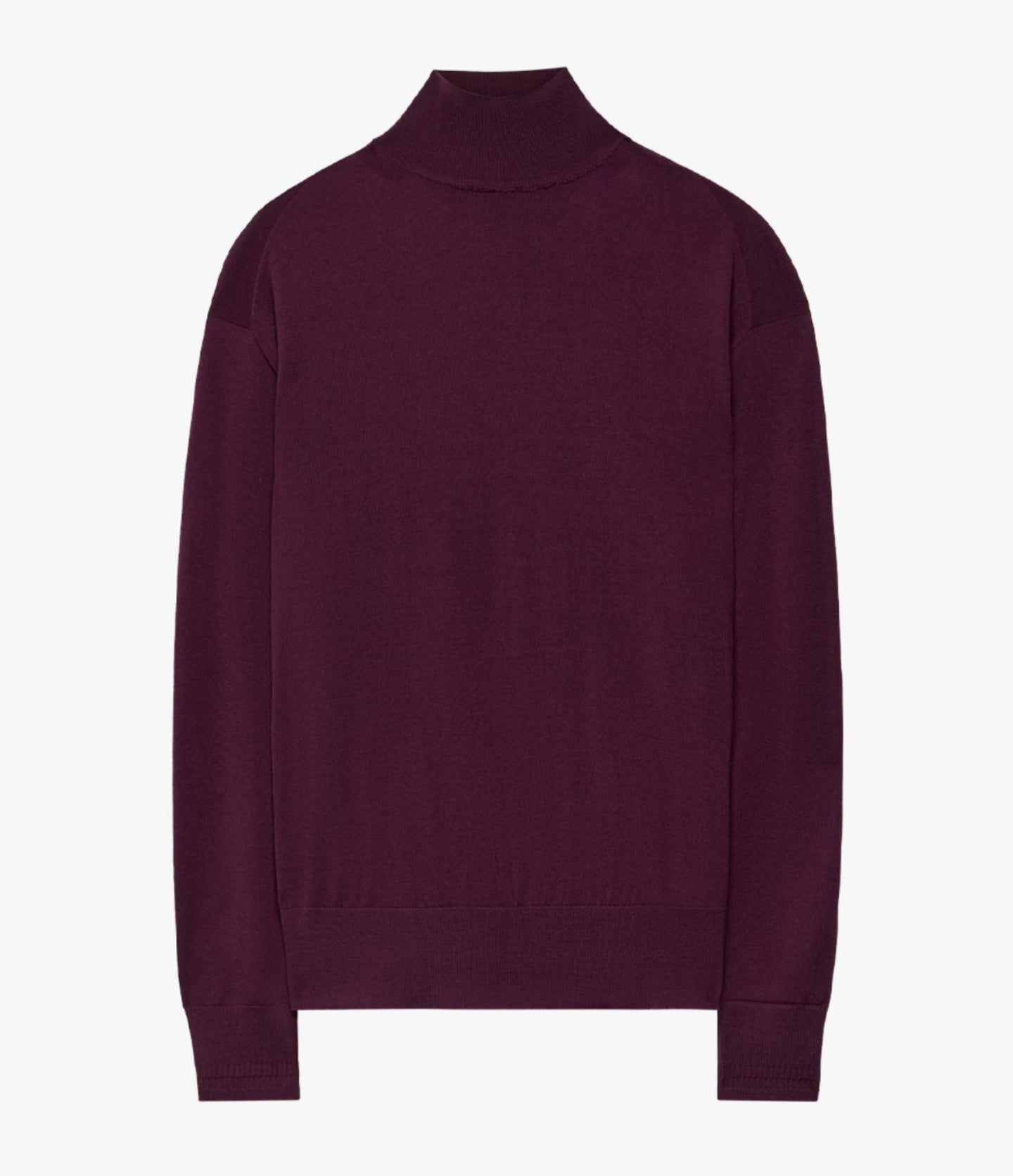 Another Tomorrow Featherweight Turtleneck in Plum – Wool Women's Knitwear