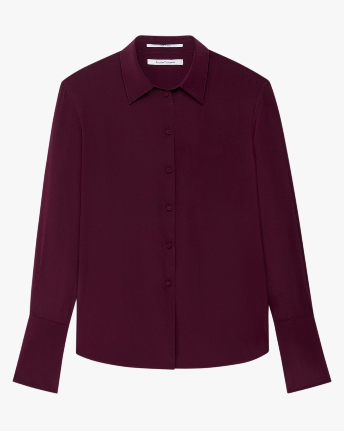 Another Tomorrow Silk Men's Shirt in Plum – Silk