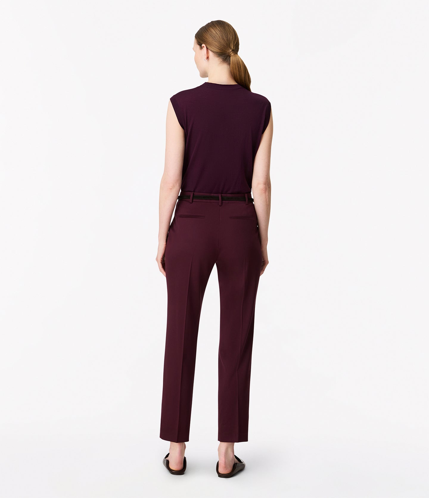 Another Tomorrow Peg Trouser in Plum – Wool Women's Trousers