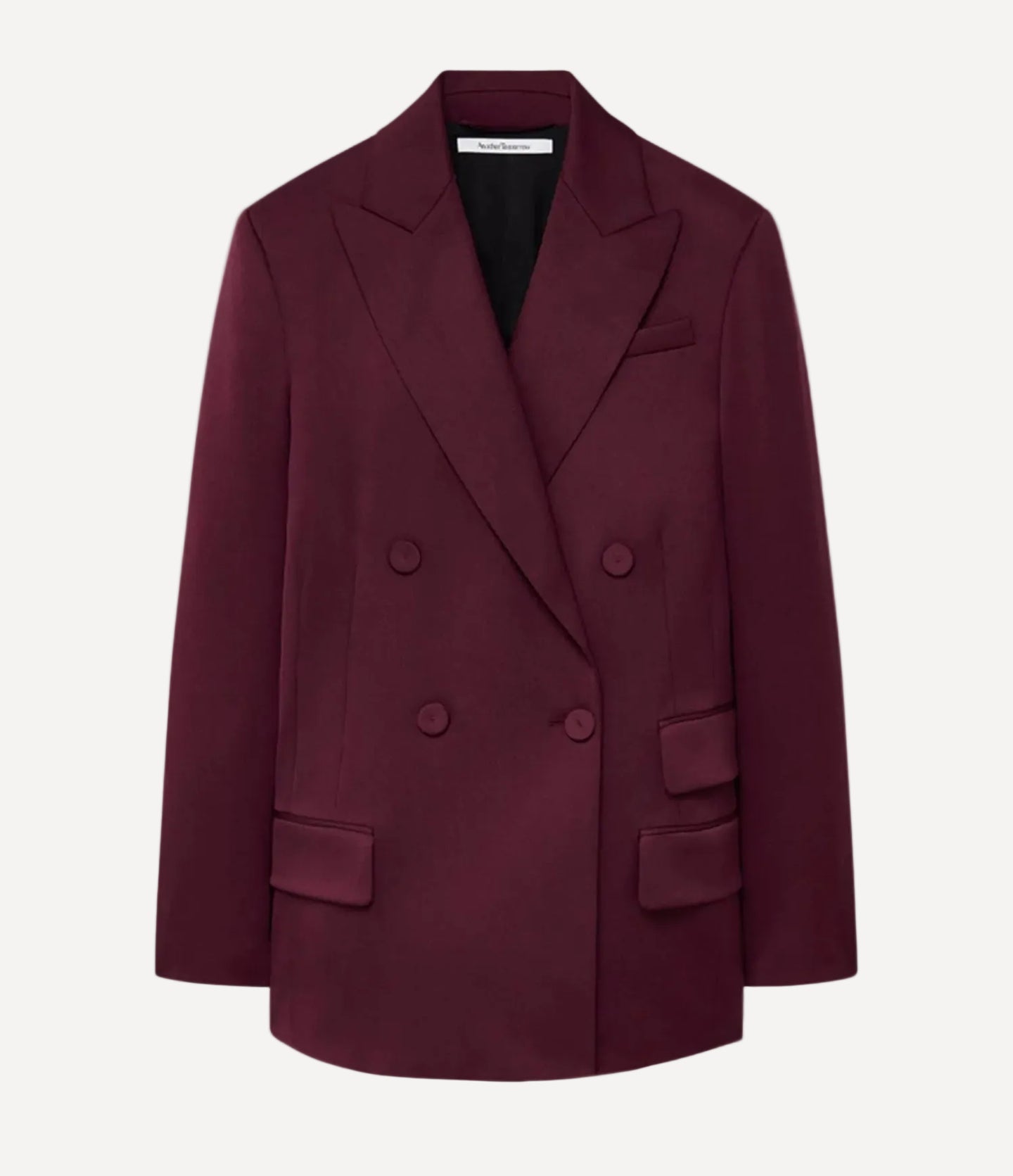 Another Tomorrow Oversized Double Breasted Jacket in Plum – Wool Women's Jacket