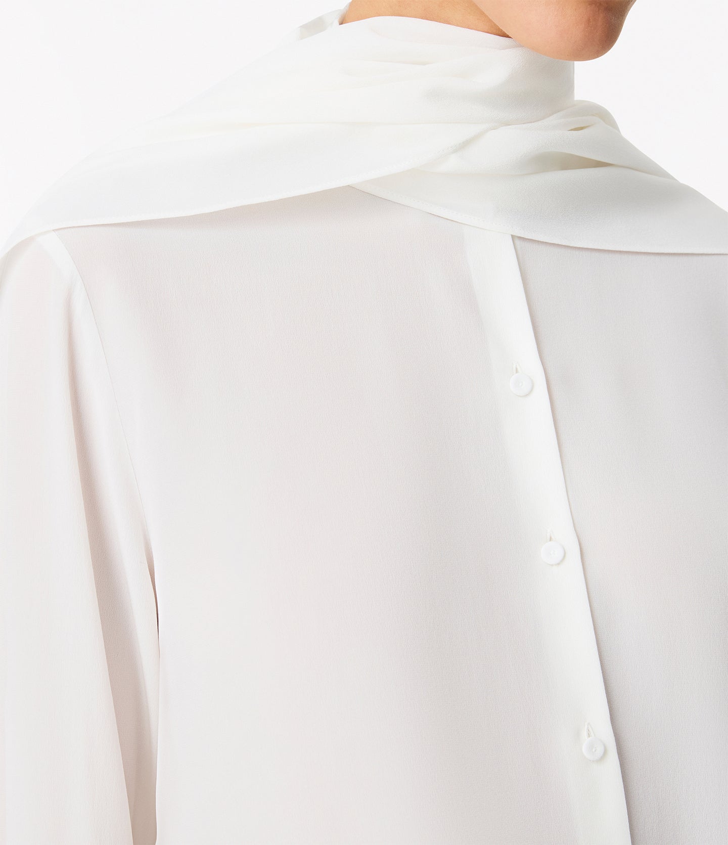 Another Tomorrow Signature Bow Blouse in Off White – Silk Women's Top