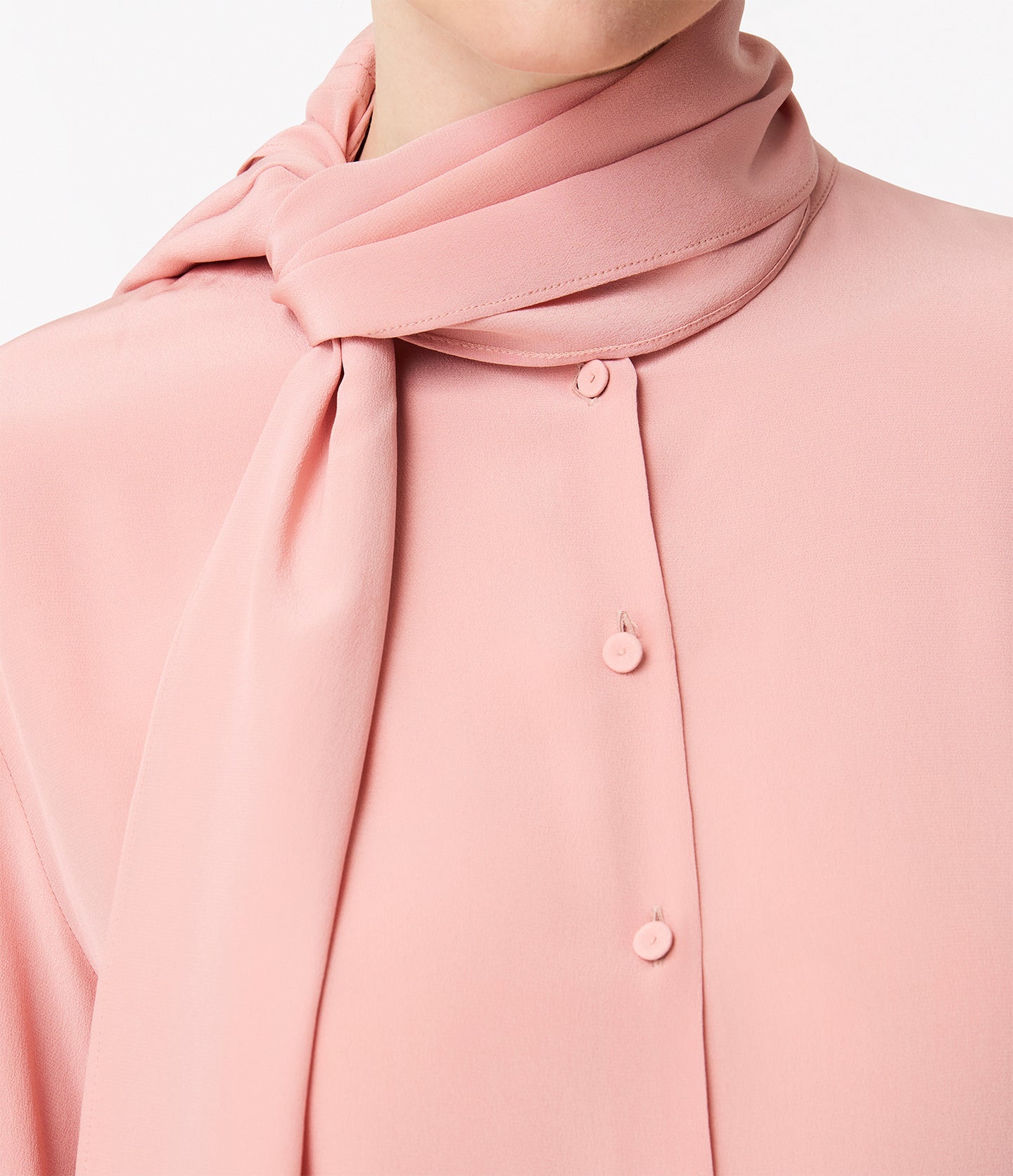 Another Tomorrow Signature Bow Blouse in Blush – Silk Women's Top