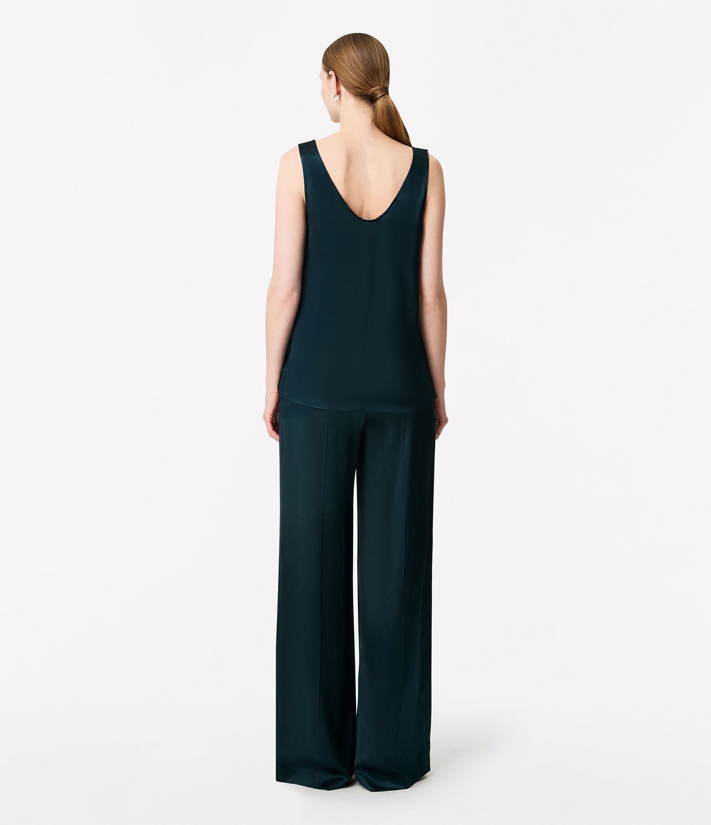 Another Tomorrow Tank Blouse in Juniper – Satin Women's Top