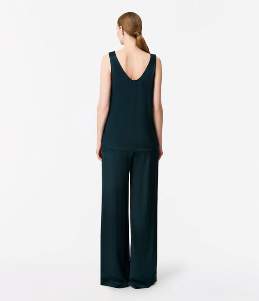 Another Tomorrow Tank Blouse in Juniper – Satin Women's Top