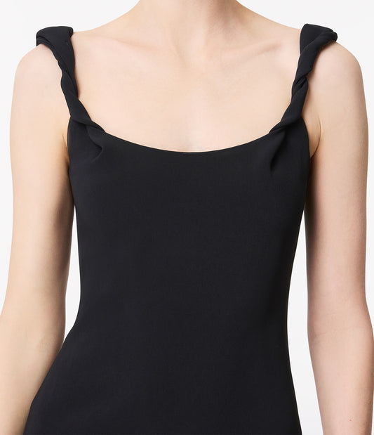 Another Tomorrow Twist Bias Dress in Black – Crêpe Women's Dress