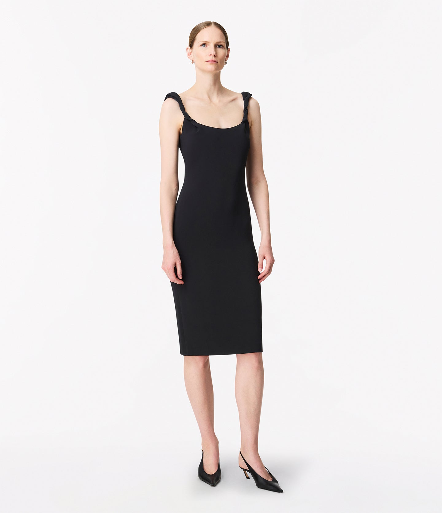 Another Tomorrow Twist Bias Dress in Black – Crêpe Women's Dress