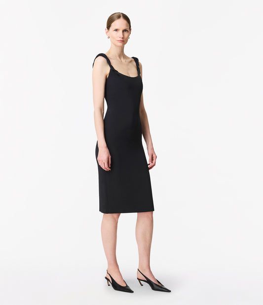 Another Tomorrow Twist Bias Dress in Black – Crêpe Women's Dress
