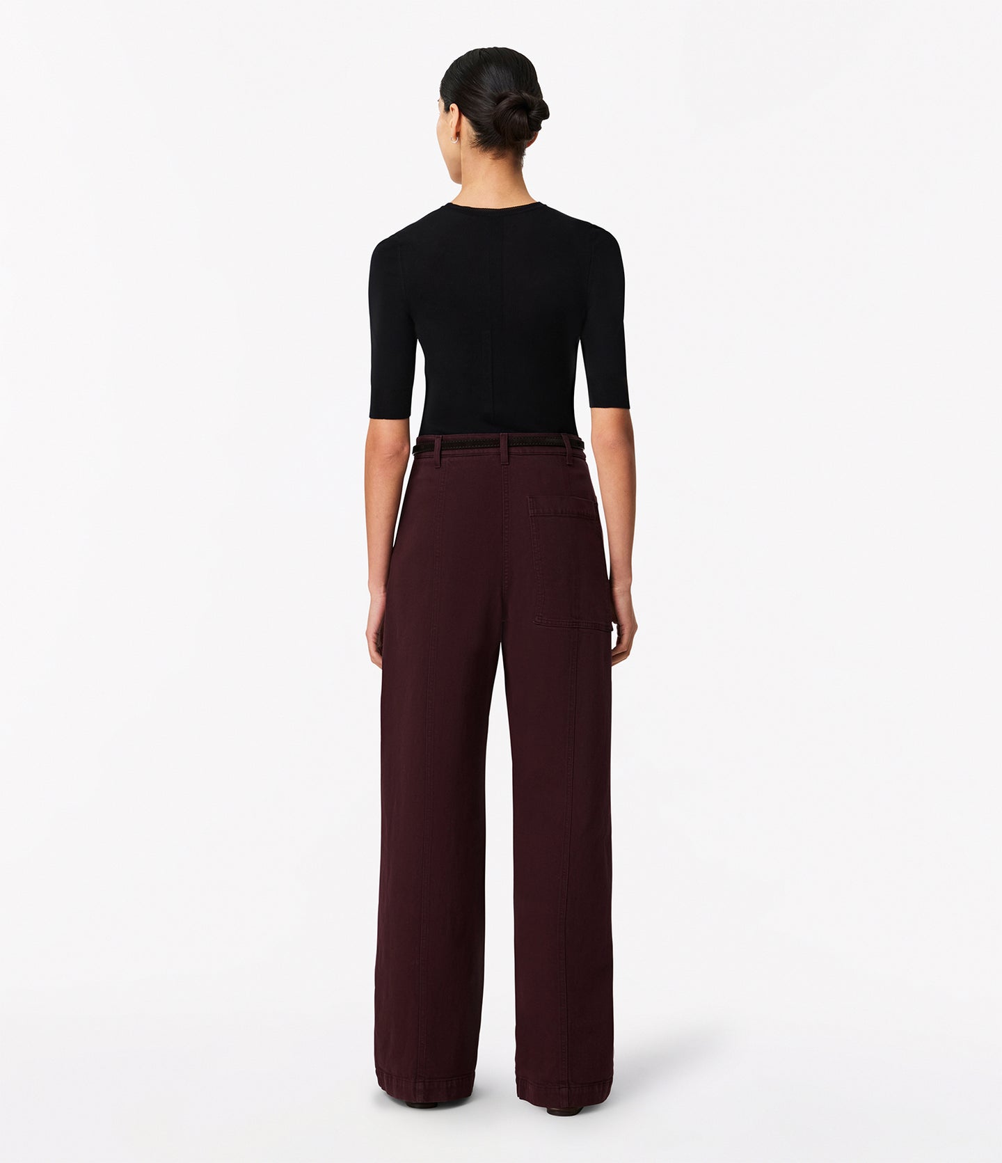 Another Tomorrow Workwear Pant in Overdye Plum – Denim Women's Trousers