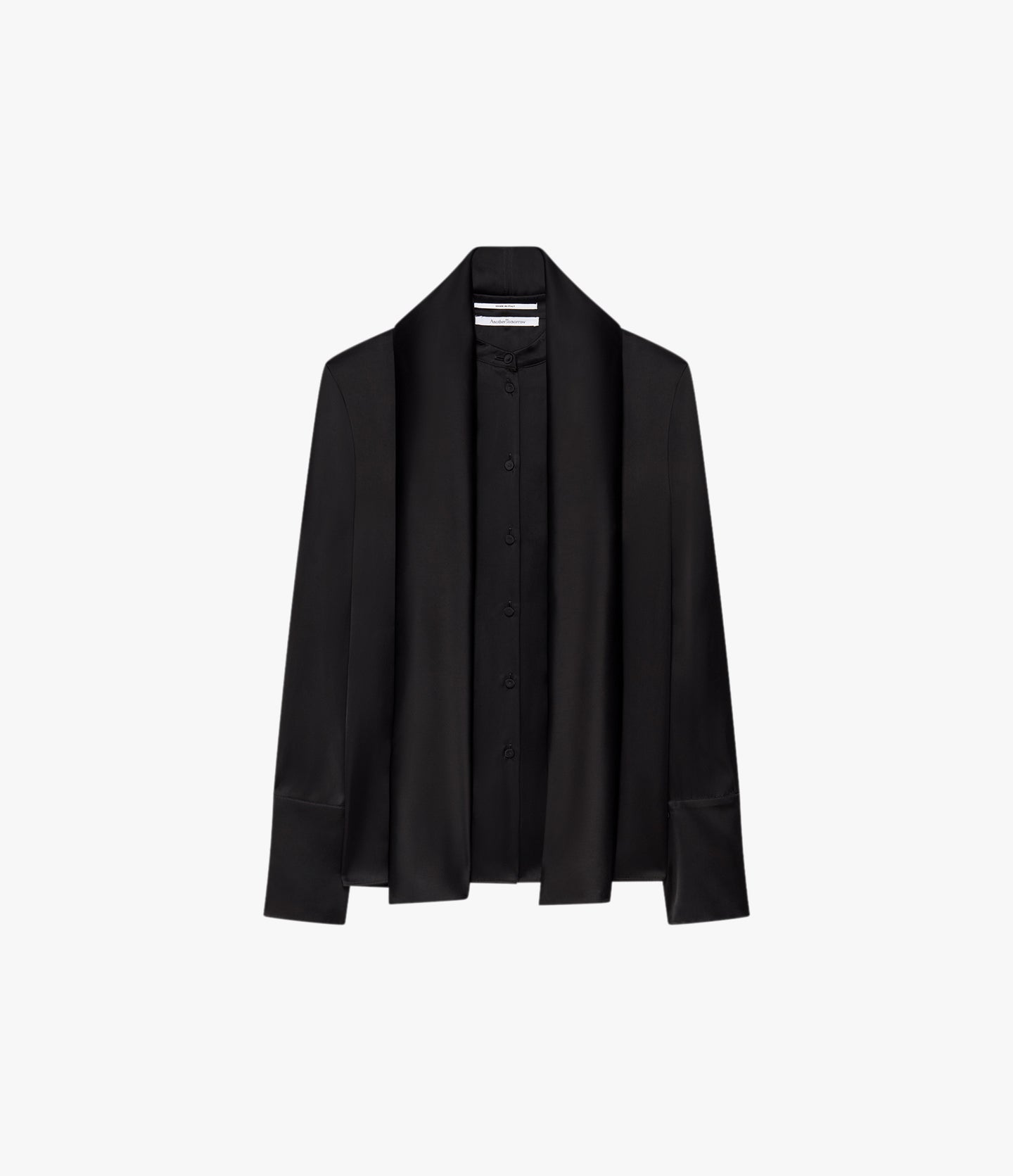 Band Collar Blouse With Scarf | Black in black
