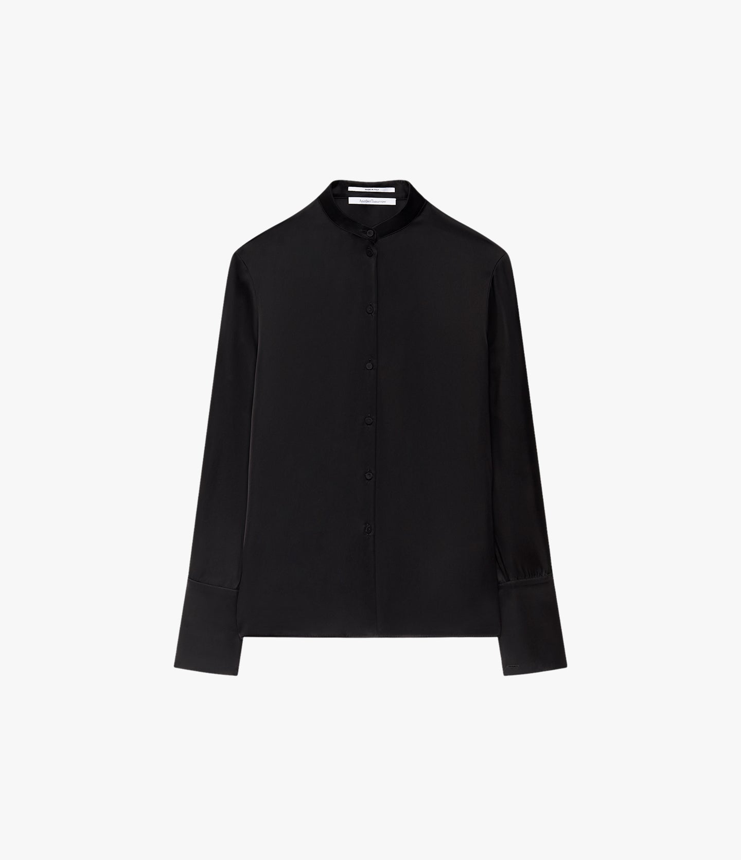 Band Collar Blouse With Scarf | Black in black